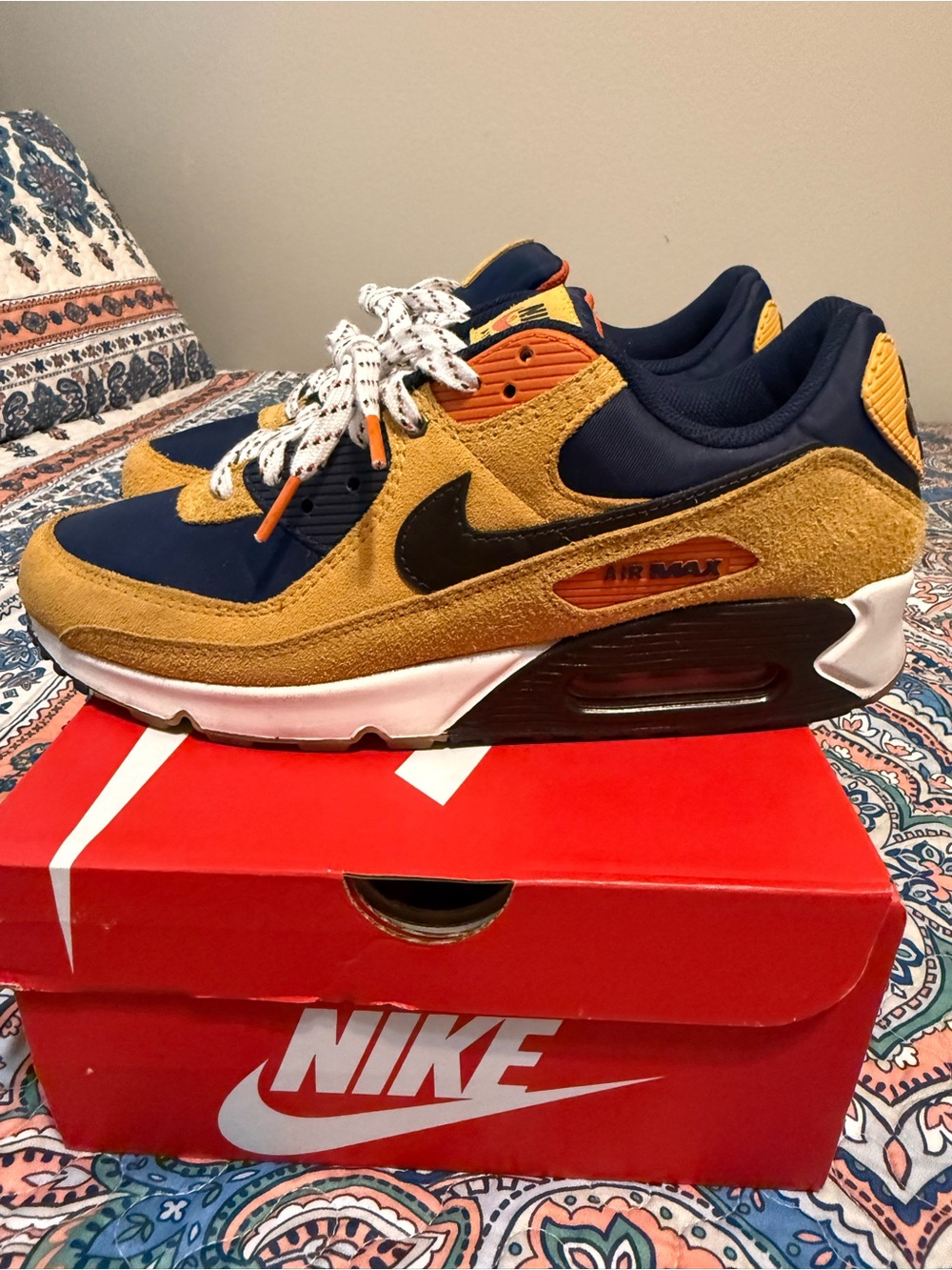Nike Air Max in Navy and Mustard with Black Swoosh